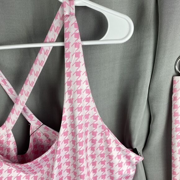 2 pc Womens XXL Pink Houndstooth Two-Piece Athletic Golf Tennis Dress & Shorts - Picture 5 of 16